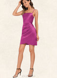 Violet Bodycon Square Short/Mini Satin Homecoming Dress UKP0020495