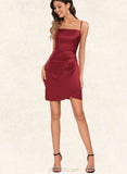 Violet Bodycon Square Short/Mini Satin Homecoming Dress UKP0020495