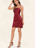 Violet Bodycon Square Short/Mini Satin Homecoming Dress UKP0020495