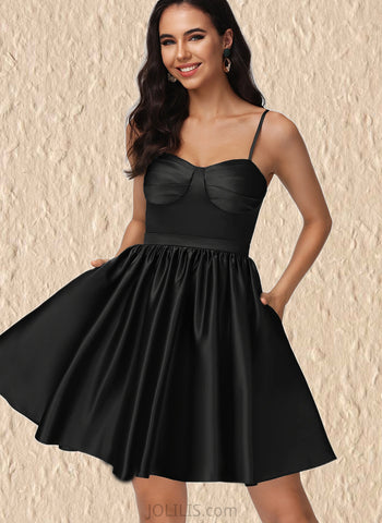 Vivien A-line Sweetheart Short/Mini Satin Homecoming Dress UKP0020497