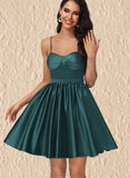 Vivien A-line Sweetheart Short/Mini Satin Homecoming Dress UKP0020497