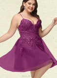 Maritza A-line V-Neck Short/Mini Lace Tulle Homecoming Dress With Sequins UKP0020500