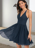 Philippa A-line V-Neck Short/Mini Chiffon Lace Homecoming Dress UKP0020502