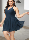 Philippa A-line V-Neck Short/Mini Chiffon Lace Homecoming Dress UKP0020502