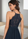 Philippa A-line V-Neck Short/Mini Chiffon Lace Homecoming Dress UKP0020502