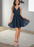 Philippa A-line V-Neck Short/Mini Chiffon Lace Homecoming Dress UKP0020502