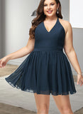 Philippa A-line V-Neck Short/Mini Chiffon Lace Homecoming Dress UKP0020502