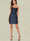 Jayla Sheath/Column Square Short/Mini Satin Homecoming Dress With Pleated UKP0020506