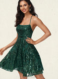 Hazel A-line Scoop Short/Mini Sequin Homecoming Dress With Sequins UKP0020508