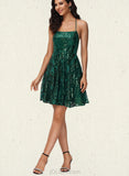 Hazel A-line Scoop Short/Mini Sequin Homecoming Dress With Sequins UKP0020508