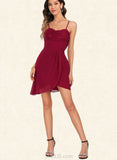 Adelyn Sheath/Column V-Neck Short/Mini Jersey Sequin Homecoming Dress With Cascading Ruffles Sequins UKP0020509