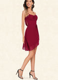 Adelyn Sheath/Column V-Neck Short/Mini Jersey Sequin Homecoming Dress With Cascading Ruffles Sequins UKP0020509