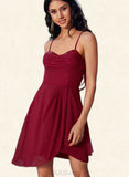 Adelyn Sheath/Column V-Neck Short/Mini Jersey Sequin Homecoming Dress With Cascading Ruffles Sequins UKP0020509