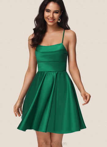 Aleah A-line Cowl Short/Mini Satin Homecoming Dress With Pleated UKP0020511