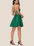 Aleah A-line Cowl Short/Mini Satin Homecoming Dress With Pleated UKP0020511