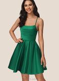 Aleah A-line Cowl Short/Mini Satin Homecoming Dress With Pleated UKP0020511