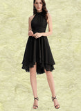 Abbigail A-line Scoop Asymmetrical Chiffon Homecoming Dress With Pleated UKP0020513