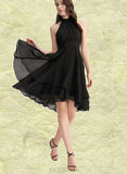 Abbigail A-line Scoop Asymmetrical Chiffon Homecoming Dress With Pleated UKP0020513