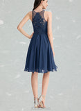 Victoria A-line Scoop Knee-Length Chiffon Lace Homecoming Dress With Beading UKP0020515