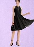 Heaven A-line Scoop Knee-Length Chiffon Lace Homecoming Dress UKP0020518