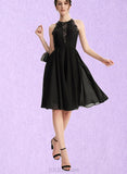 Heaven A-line Scoop Knee-Length Chiffon Lace Homecoming Dress UKP0020518