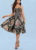 Liberty A-line V-Neck Knee-Length Lace Satin Homecoming Dress With Flower UKP0020521