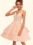 Jacquelyn A-line V-Neck Short/Mini Lace Tulle Homecoming Dress UKP0020524