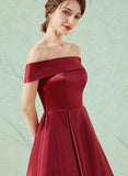 Rosalie A-line Off the Shoulder Asymmetrical Satin Homecoming Dress UKP0020532