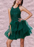 Mia Ball-Gown/Princess Scoop Short/Mini Lace Tulle Homecoming Dress With Sequins UKP0020537