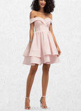 Heidy A-line Short/Mini Stretch Crepe Homecoming Dress With Cascading Ruffles UKP0020540