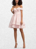 Heidy A-line Short/Mini Stretch Crepe Homecoming Dress With Cascading Ruffles UKP0020540