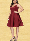 Gina A-line V-Neck Short/Mini Satin Homecoming Dress UKP0020542