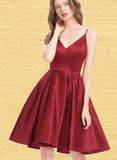 Gina A-line V-Neck Short/Mini Satin Homecoming Dress UKP0020542