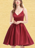 Gina A-line V-Neck Short/Mini Satin Homecoming Dress UKP0020542