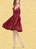 Gina A-line V-Neck Short/Mini Satin Homecoming Dress UKP0020542