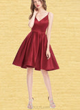 Gina A-line V-Neck Short/Mini Satin Homecoming Dress UKP0020542