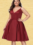 Gina A-line V-Neck Short/Mini Satin Homecoming Dress UKP0020542