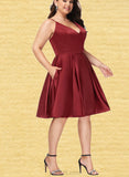 Gina A-line V-Neck Short/Mini Satin Homecoming Dress UKP0020542