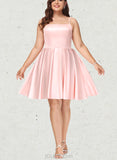 Moira A-line Square Short/Mini Satin Homecoming Dress UKP0020544