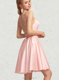 Moira A-line Square Short/Mini Satin Homecoming Dress UKP0020544