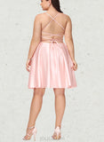 Moira A-line Square Short/Mini Satin Homecoming Dress UKP0020544