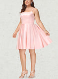 Moira A-line Square Short/Mini Satin Homecoming Dress UKP0020544