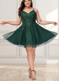 Elle A-line V-Neck Short/Mini Tulle Homecoming Dress UKP0020546