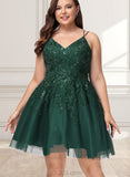 Elle A-line V-Neck Short/Mini Tulle Homecoming Dress UKP0020546