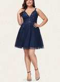 Marissa A-line V-Neck Short/Mini Tulle Homecoming Dress With Sequins UKP0020548