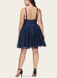 Marissa A-line V-Neck Short/Mini Tulle Homecoming Dress With Sequins UKP0020548