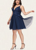 Marissa A-line V-Neck Short/Mini Tulle Homecoming Dress With Sequins UKP0020548