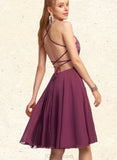 Jaylen A-line Scoop Knee-Length Chiffon Homecoming Dress With Beading UKP0020550