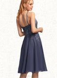 Amya A-line Scoop Knee-Length Chiffon Homecoming Dress With Appliques Lace UKP0020551