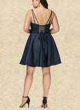 Cameron A-line Square Short/Mini Satin Homecoming Dress UKP0020553